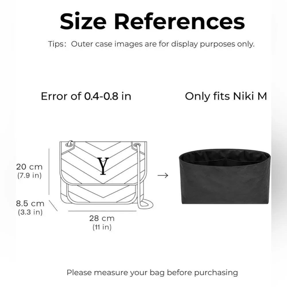 Fanji Purse Organizer Insert for YSL Niki M Handbag – Matte Black